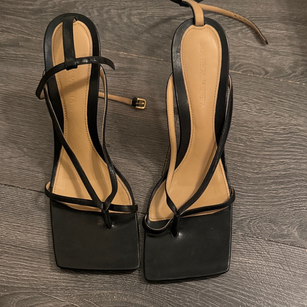 Bottega Veneta Black Strappy Heels